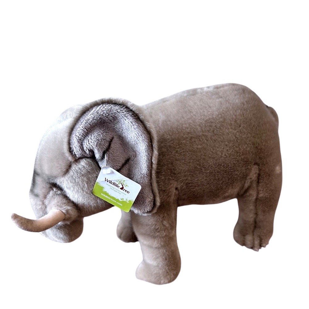 Wildlife Tree Plush Elephant Stuffed Animal Toy Realistic Gray Kids Gift NWT‎